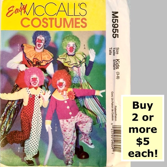 McCall’s M5955 Uncut Clown Costume Sewing Pattern - Picture 1 of 11